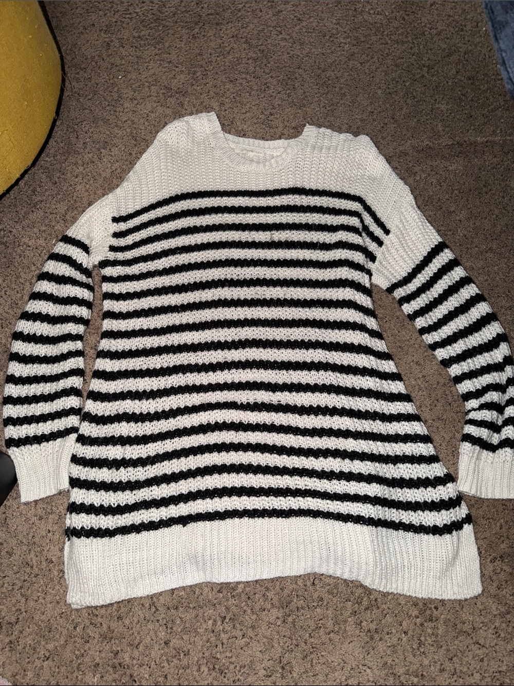 Rewind Black and Cream Striped Sweater